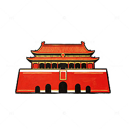 卡通风故宫建筑矢量设计素材