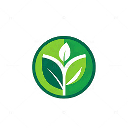 简约风绿色植物生长圆形标志设计素材