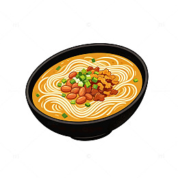卡通风格拉面美食插画设计素材免抠