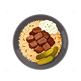 卡通风格牛肉饭设计素材