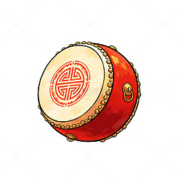 卡通风格中国风大鼓插画设计素材