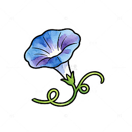 手绘风牵牛花植物插画设计素材