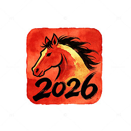 水彩风马年2026生肖设计素材