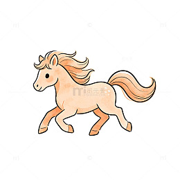 卡通风格奔跑小马插画设计素材