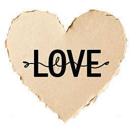 复古风爱心形纸张LOVE文字设计素材