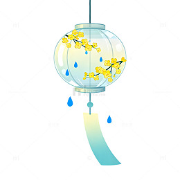 插画风春日樱花灯笼设计素材