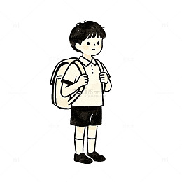 简约风小学生背书包卡通插画素材