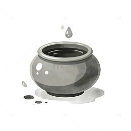手绘风古风陶罐笔洗插画设计素材