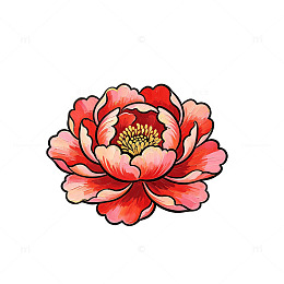 彩绘风牡丹花手绘花卉设计素材