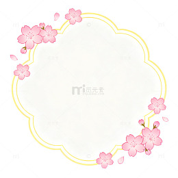 日系风樱花边框装饰设计素材