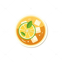 扁平风柠檬冰茶插画设计素材
