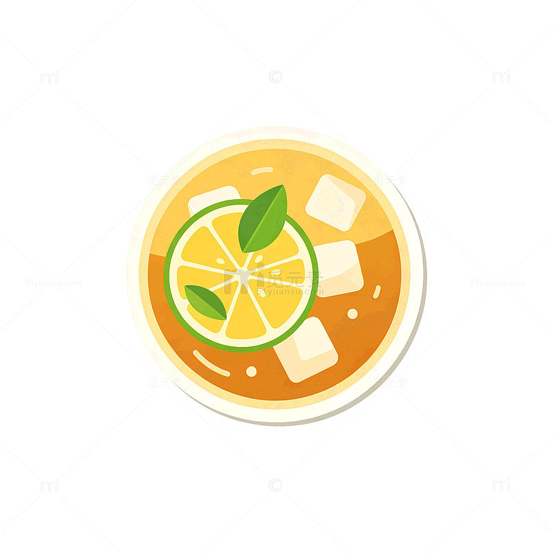扁平风柠檬冰茶插画设计素材