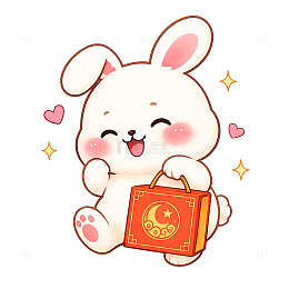 卡通风可爱兔子提礼盒设计素材