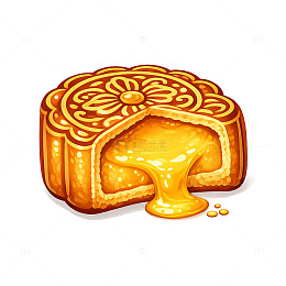 卡通风格流心月饼插画设计素材