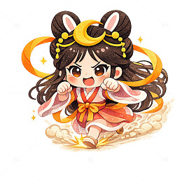 Q版卡通嫦娥仙子手绘设计素材
