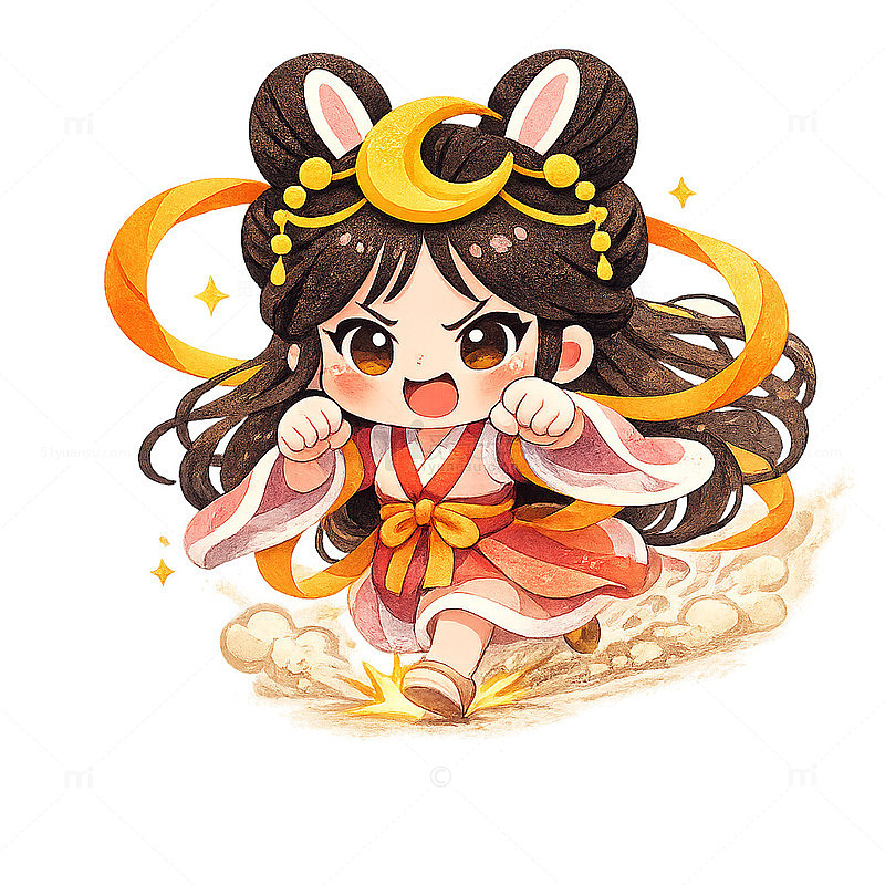 Q版卡通嫦娥仙子手绘设计素材