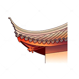 国风古建筑屋檐插画设计素材