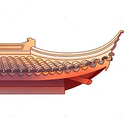 国风古建筑屋檐插画设计素材