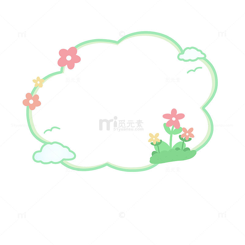 绿色花朵边框标题框元素