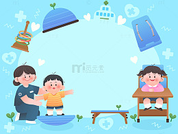 儿童康复训练体检护理健康成长医疗插画