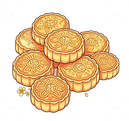 卡通风格中秋月饼插画设计素材