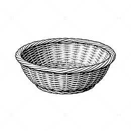线描风编织篮子手绘设计素材