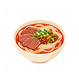 卡通风格大肉面美食插画设计素材