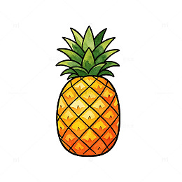 卡通风格菠萝水果插画设计素材