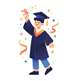 卡通风毕业典礼庆祝插画设计素材