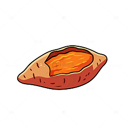 卡通风烤红薯美食插画设计素材