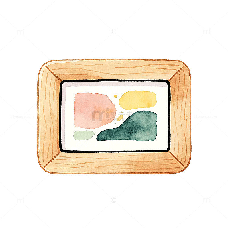 水彩风抽象几何木框装饰画设计素材