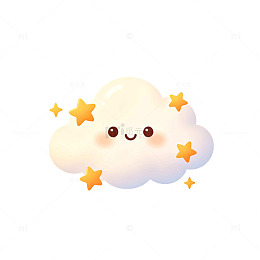 卡通风可爱云朵星星插画设计素材
