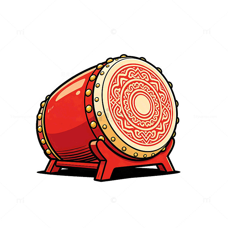 卡通风格传统大鼓插画设计素材