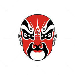 矢量风京剧脸谱红色经典设计素材