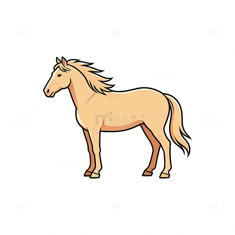 卡通风格马匹动物插画设计素材