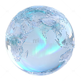 水晶风地球星球透明球体设计素材