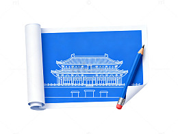 蓝图纸建筑手绘设计素材