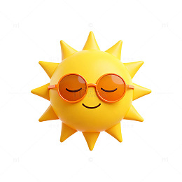 卡通风格太阳戴墨镜3D设计素材