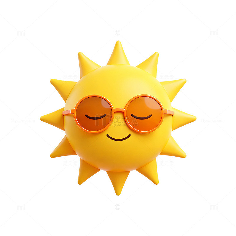 卡通风格太阳戴墨镜3D设计素材