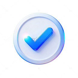 玻璃质感蓝色对勾图标设计素材
