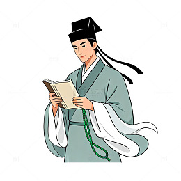 国风古装书生阅读插画设计素材