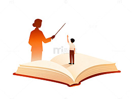 插画风教师教书育人书籍设计素材