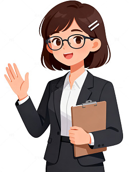 卡通风职场女性举手示意设计素材