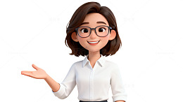 卡通风职场女性手势插画设计素材