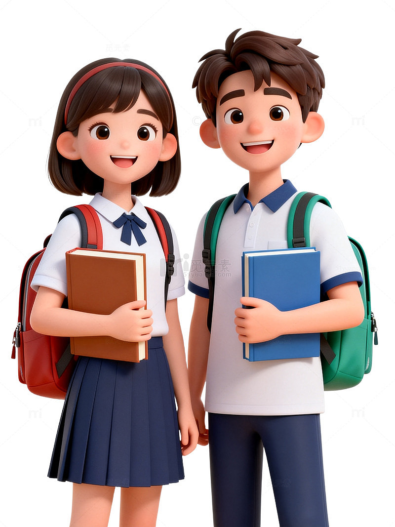 3D卡通学生校园生活设计素材