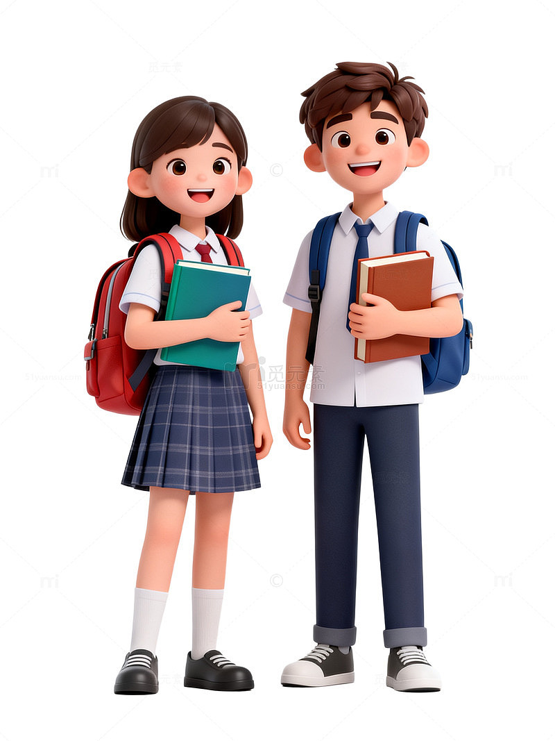 3D卡通学生校园生活设计素材
