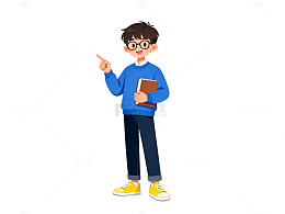 卡通风学生读书指路插画设计素材