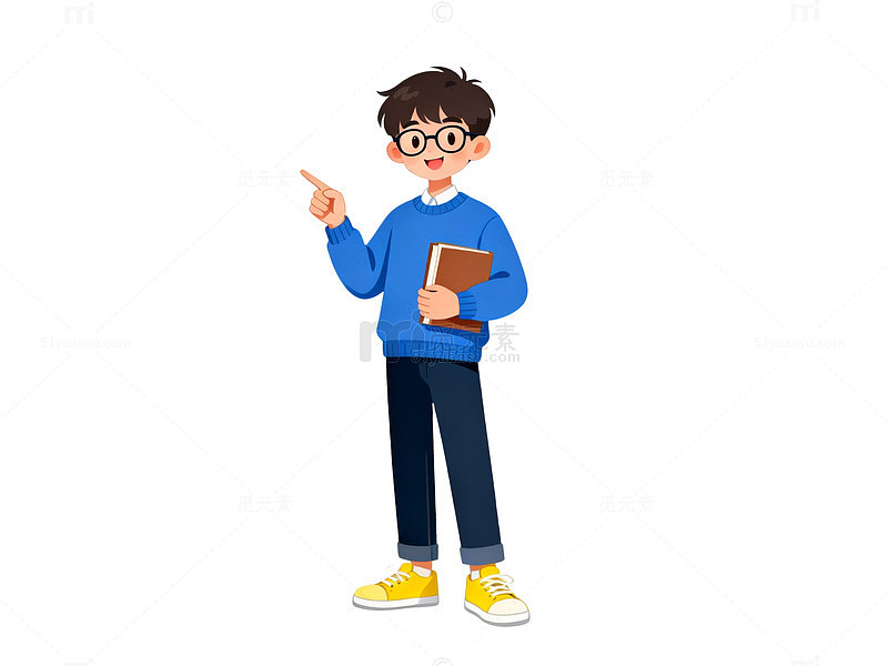 卡通风学生读书指路插画设计素材