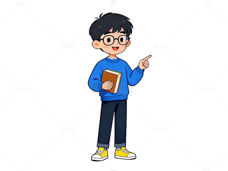 卡通风学生读书指路插画设计素材