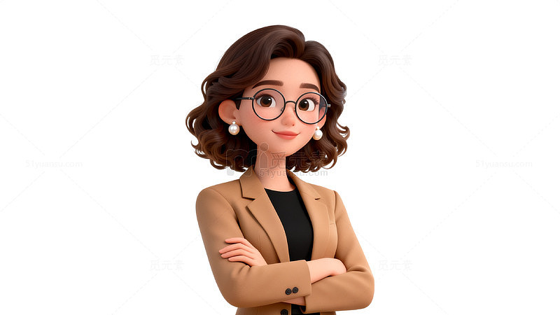 卡通风职场女性人物插画设计素材